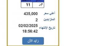 سعرها وصل لـ 435 ألف جنيه.. «م ر 11» لوحة سيارة مميزة ينتهي التزايد عليها غدا - ميديا سبورت