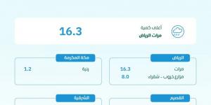 "البيئة" ترصد هطول أمطار في 5 مناطق.. والرياض تسجّل أعلى كمية - ميديا سبورت