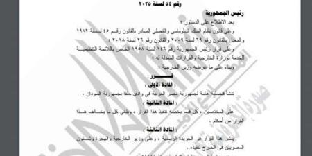 «الوقائع» تنشر قرارين جديدين للسيسي.. منهما إنشاء قنصلية مصرية في السودان - ميديا سبورت