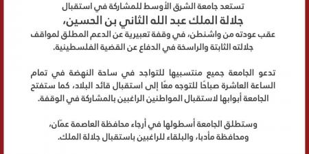 جامعة الشرق الأوسط تشارك في استقبال جلالة الملك وتفتح أبوابها لاستقبال المواطنين - ميديا سبورت