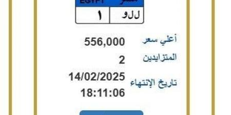 بنصف مليون جنيه.. المرور تطرح لوحة سيارات مميزة يتنافس عليها اثنين - ميديا سبورت