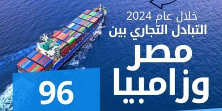 «الإحصاء»: 96 مليون دولار حجم التبادل التجاري بين مصر زامبيا خلال 2024 - ميديا سبورت