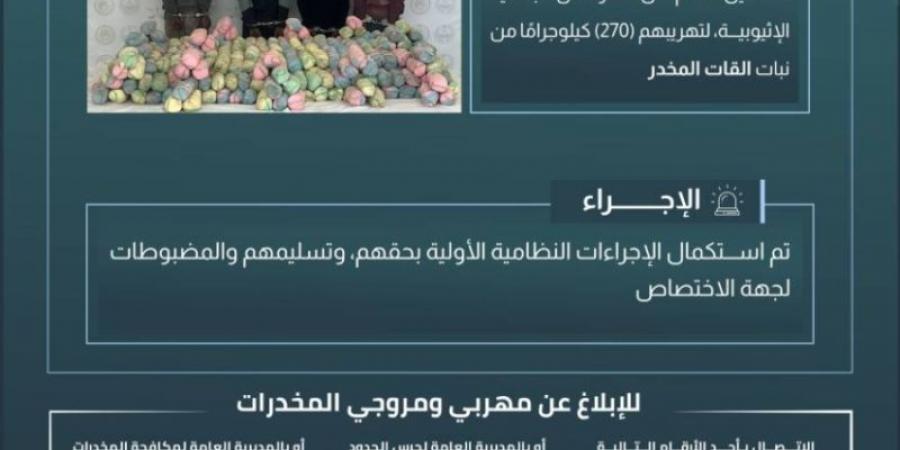 حرس الحدود بعسير يقبض على (4) مخالفين لتهريبهم (270) كيلوجرامًا من القات المخدر - ميديا سبورت