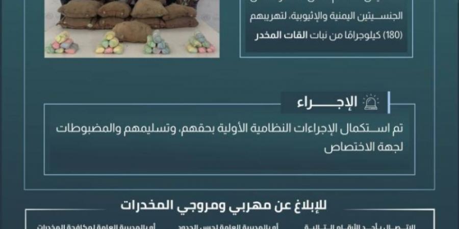 حرس الحدود بعسير يقبض على 10 مخالفين لنظام أمن الحدود لتهريبهم 180 كلجم من نبات القات المخدر - ميديا سبورت