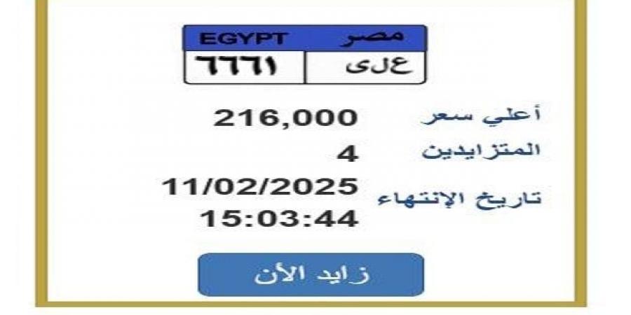 التزايد ينتهي غدًا.. «المرور» تطرح لوحة سيارة مميزة| اعرف الخطوات - ميديا سبورت