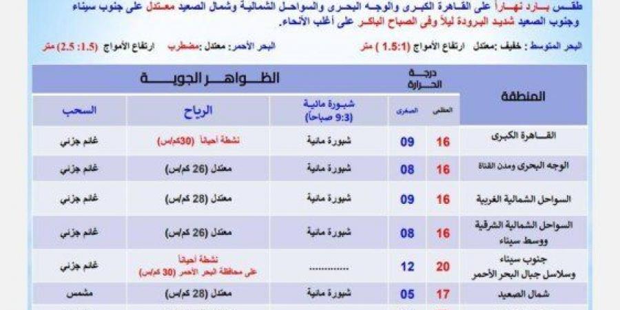 أجواء باردة وشبورة مائية.. توقعات حالة الطقس غدًا الثلاثاء 25 فبراير 2025 - ميديا سبورت