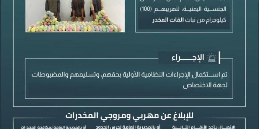 حرس الحدود بجازان يقبض على 3 مخالفين لنظام أمن الحدود لتهريبهم 100 كيلوجرام من نبات القات المخدر - ميديا سبورت